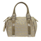 FENDI Zucchino Canvas Hand Bag Gold Silver64797