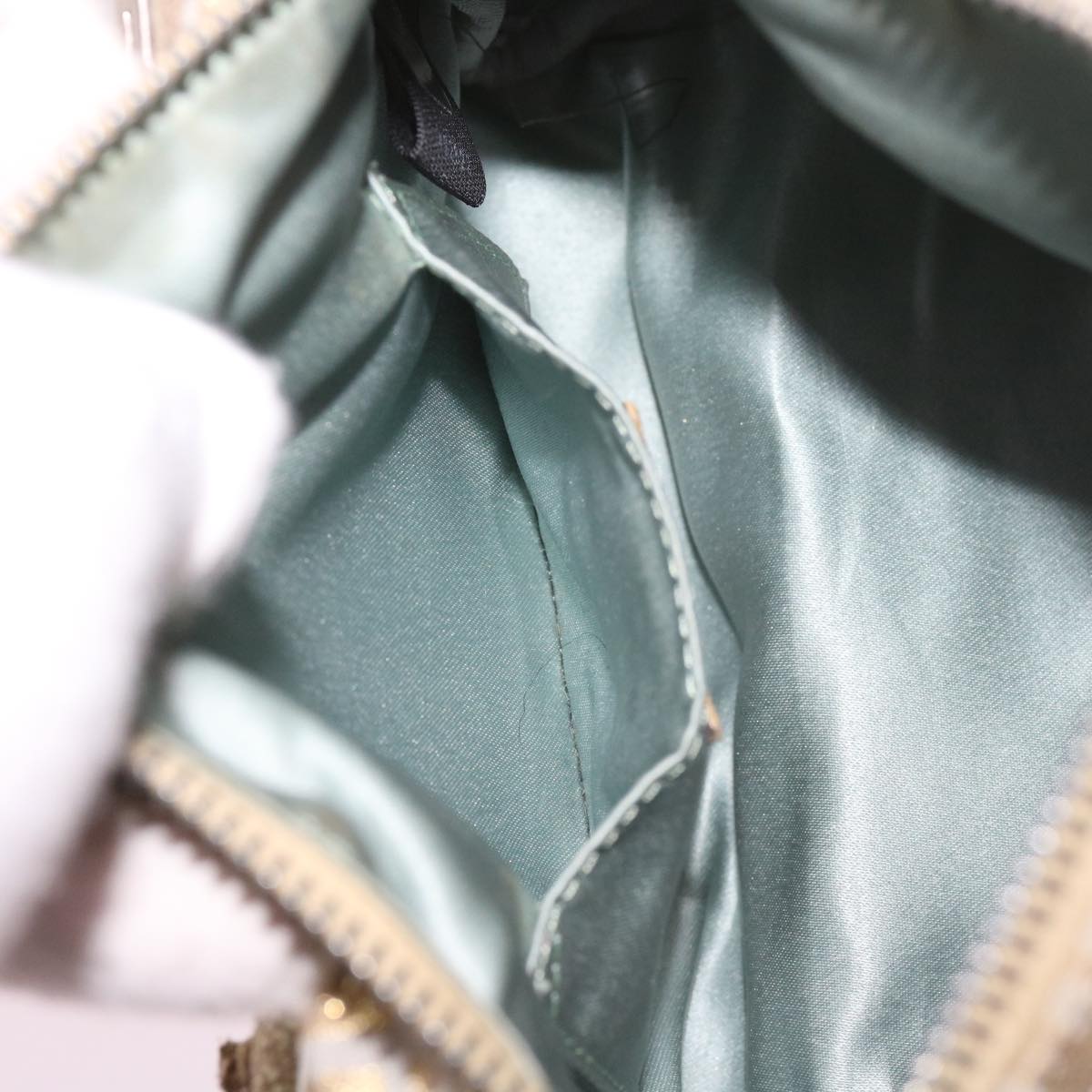 FENDI Zucchino Canvas Hand Bag Gold Silver64797