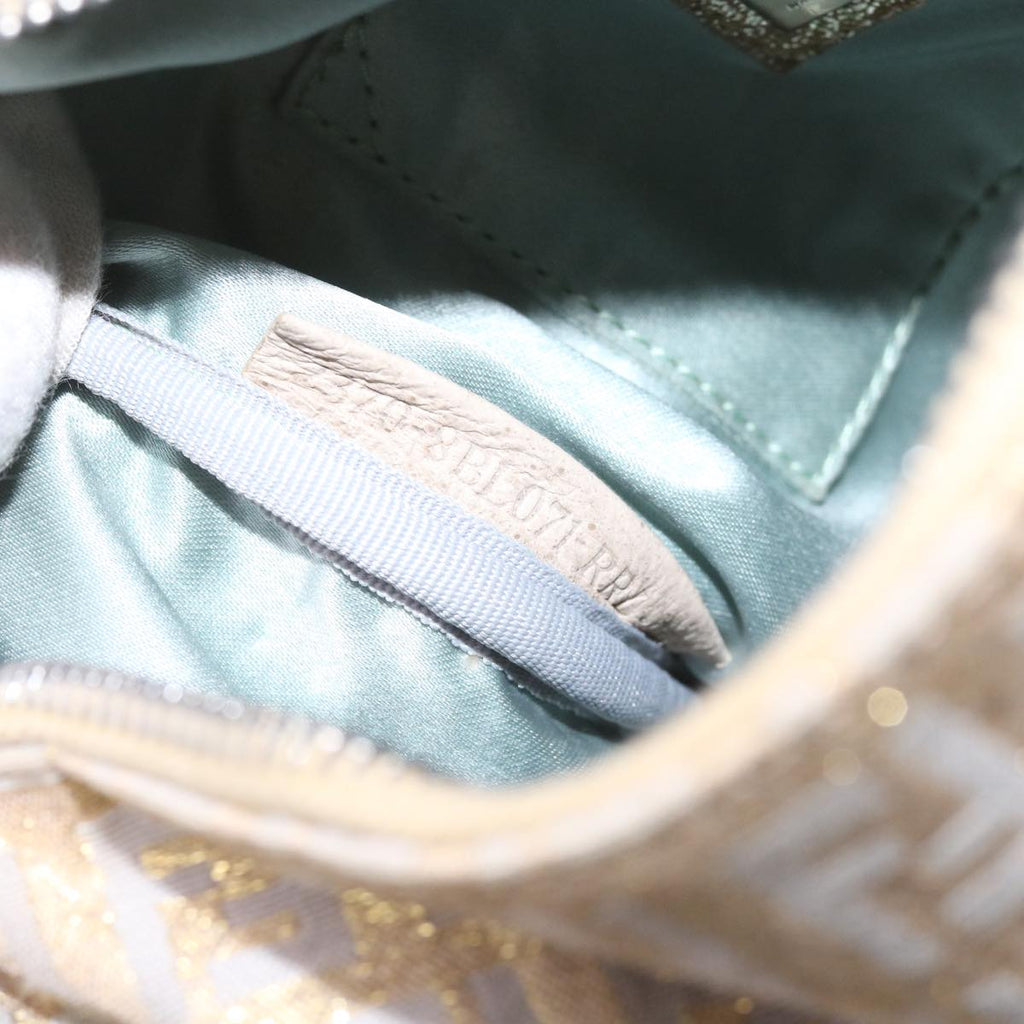 FENDI Zucchino Canvas Hand Bag Gold Silver64797