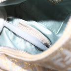 FENDI Zucchino Canvas Hand Bag Gold Silver64797