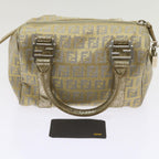 FENDI Zucchino Canvas Hand Bag Gold Silver64797
