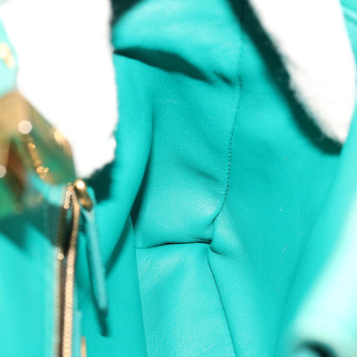 FENDI Micro Peek A Boo Hand Bag Leather Turquoise Blue64807