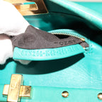 FENDI Micro Peek A Boo Hand Bag Leather Turquoise Blue64807