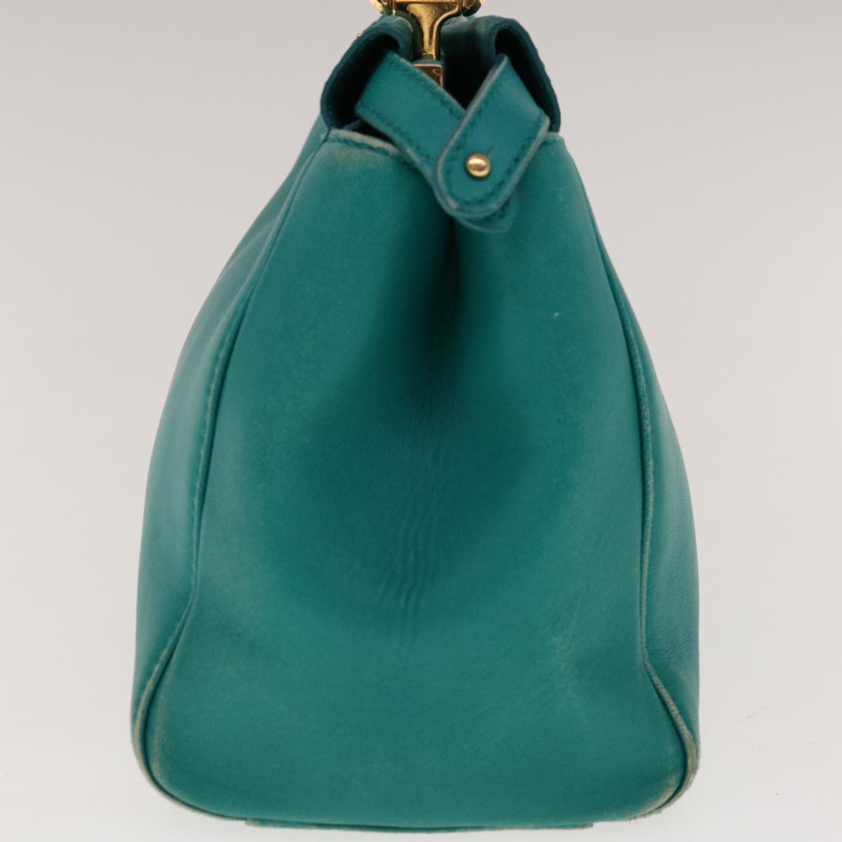 FENDI Micro Peek A Boo Hand Bag Leather Turquoise Blue64807