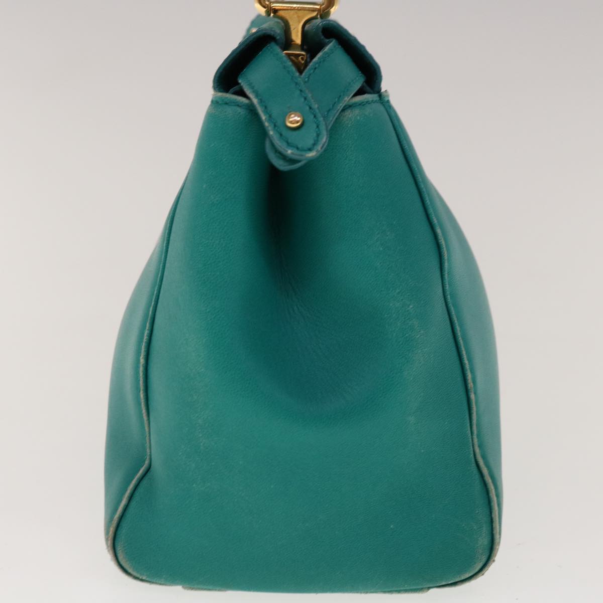 FENDI Micro Peek A Boo Hand Bag Leather Turquoise Blue64807