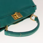 FENDI Micro Peek A Boo Hand Bag Leather Turquoise Blue64807
