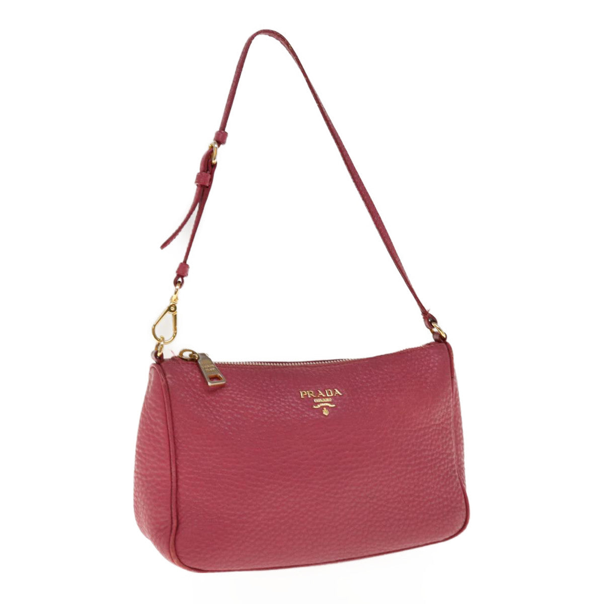 PRADA Accessory Pouch Leather Pink  64815