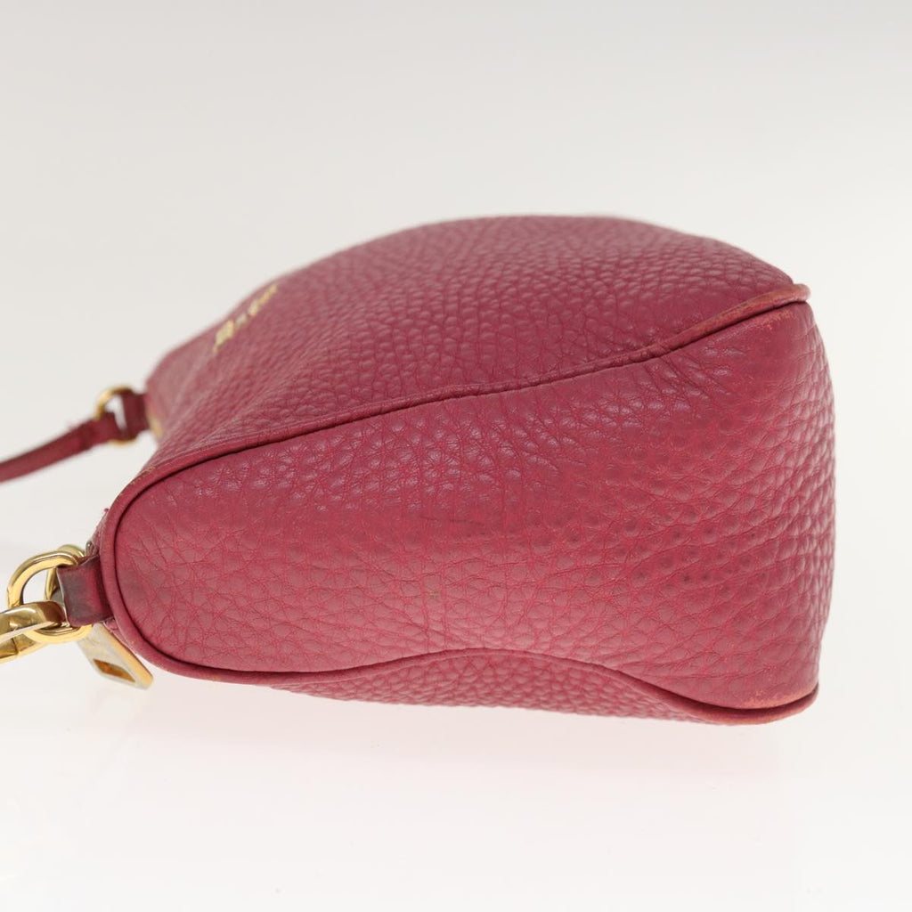 PRADA Accessory Pouch Leather Pink  64815