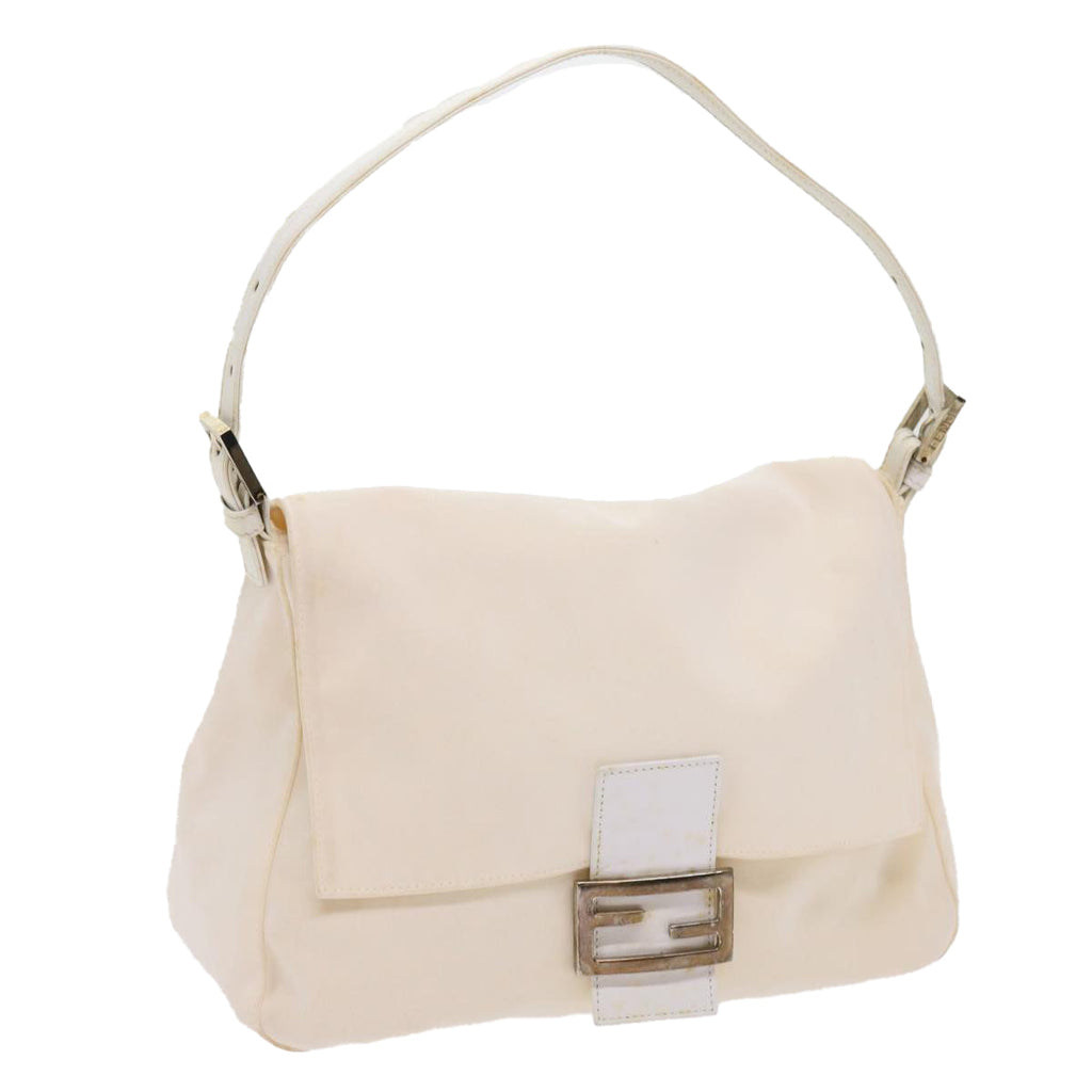 FENDI Mamma Baguette Shoulder Bag Nylon White64877