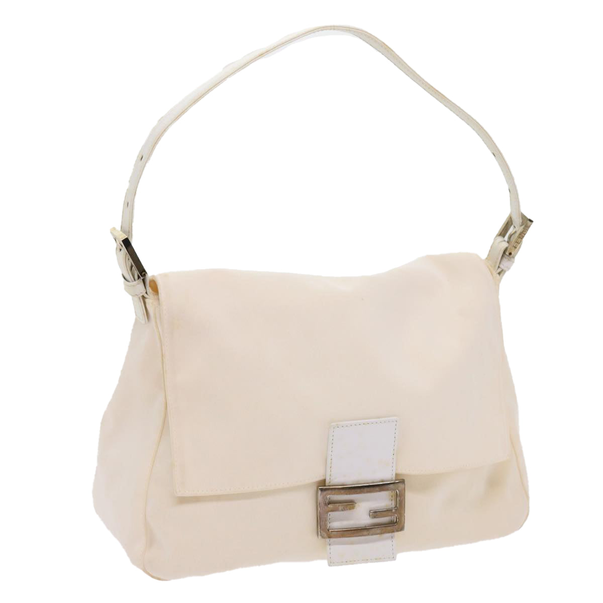 FENDI Mamma Baguette Shoulder Bag Nylon White64877