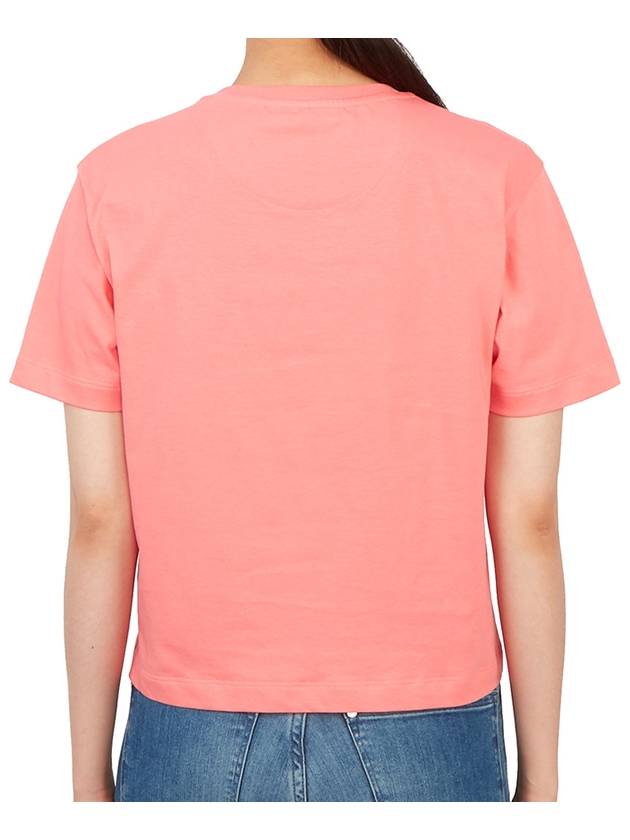 Fendi Logo Zipper Pocket Cropped Short Sleeve T-Shirt Pink
