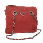 PRADA Chain Shoulder Bag Nylon Red  64948