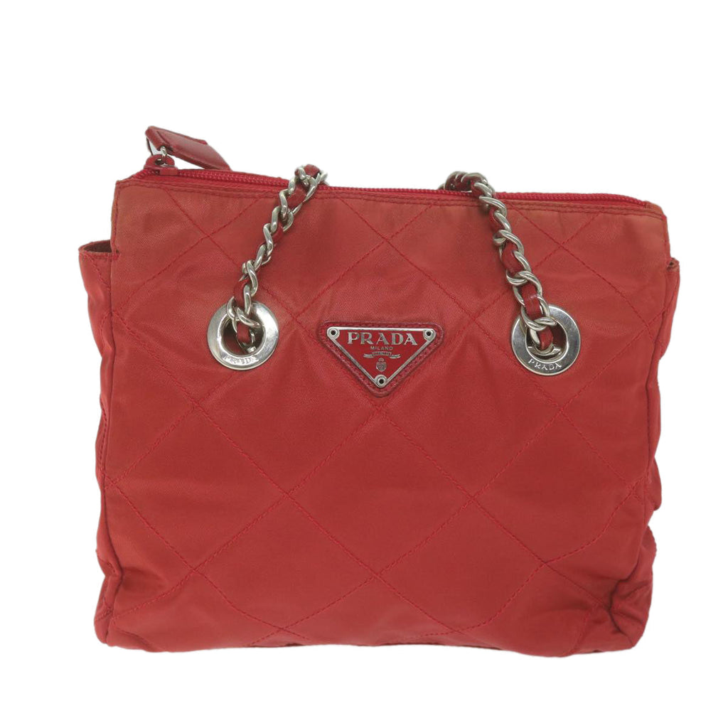 PRADA Chain Shoulder Bag Nylon Red  64948