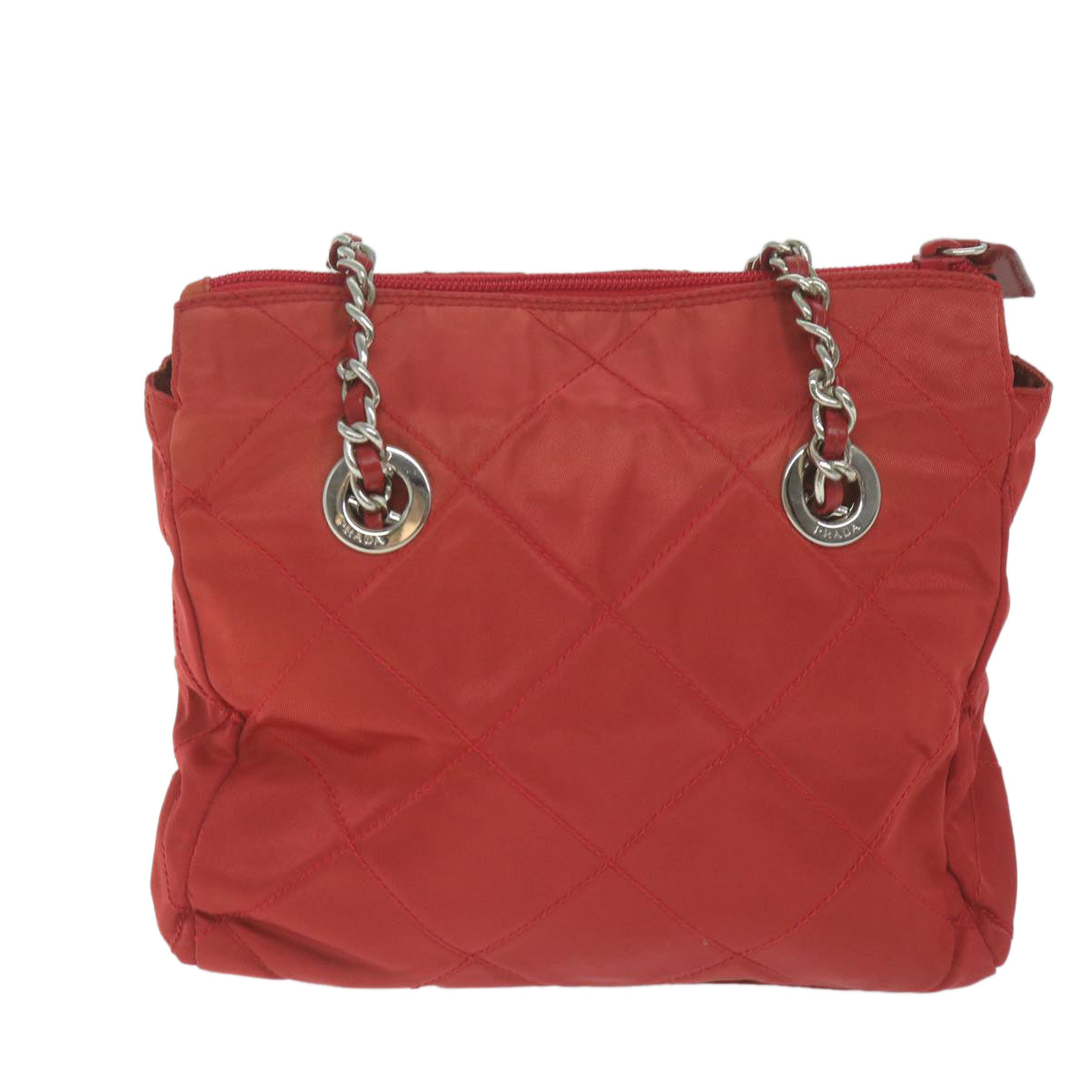 PRADA Chain Shoulder Bag Nylon Red  64948
