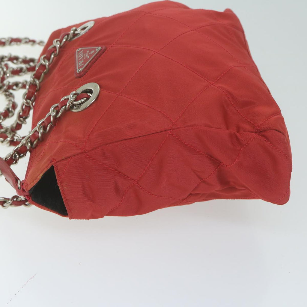PRADA Chain Shoulder Bag Nylon Red  64948