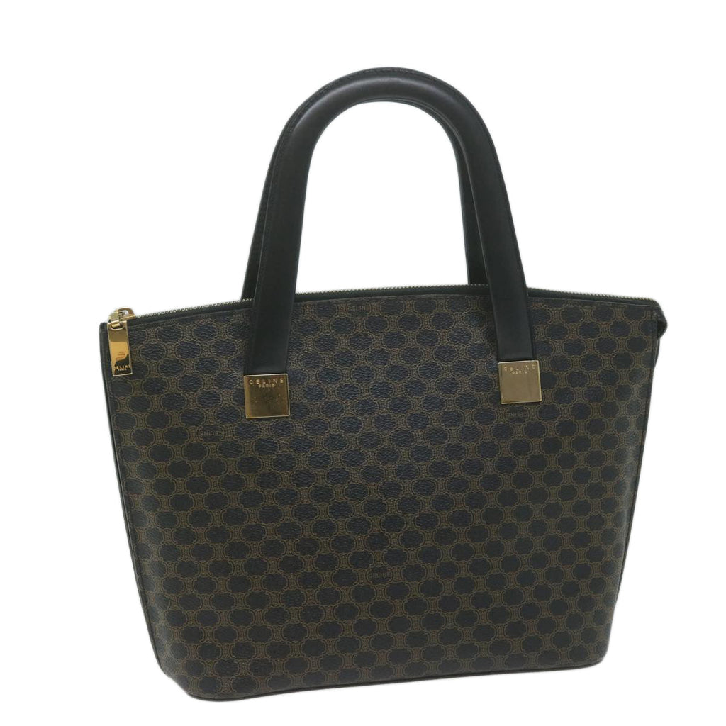 CELINE Macadam Canvas Hand Bag PVC Brown Black  64963