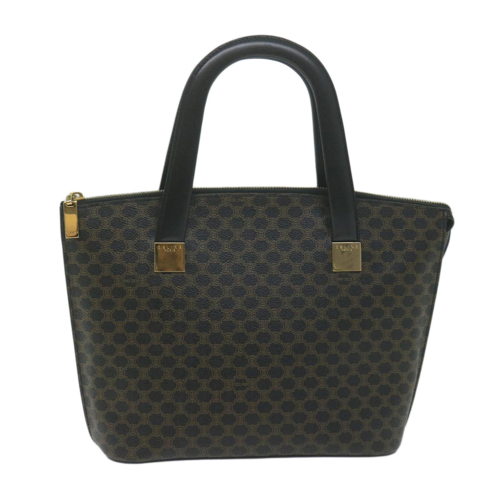 CELINE Macadam Canvas Hand Bag PVC Brown Black  64963