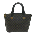 CELINE Macadam Canvas Hand Bag PVC Brown Black  64963
