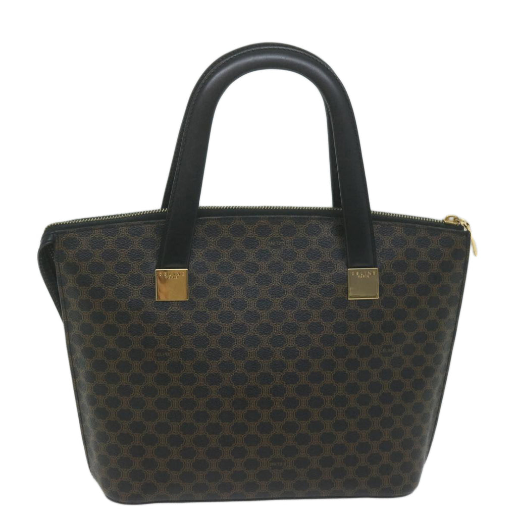 CELINE Macadam Canvas Hand Bag PVC Brown Black  64963