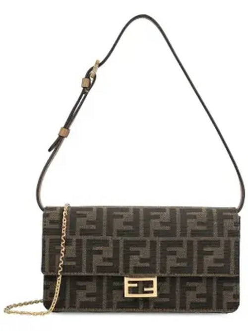 Fendi Baguette FF Fabric Shoulder Long Wallet Brown
