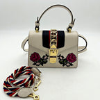 GUCCI Mini Sylvie Top Handle Bag Floral Ivory LA27140