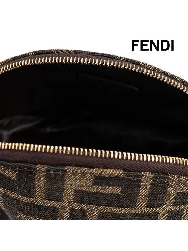 Fendi Baguette Small  FF Jacquard Fabric Pouch Bag Brown