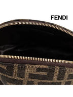 Fendi Baguette Small  FF Jacquard Fabric Pouch Bag Brown