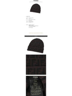 Fendi FF Jacquard Pattern Beanie Black Brown