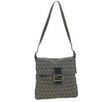 FENDI Zucchino Canvas Mamma Baguette Shoulder Bag Navy65015