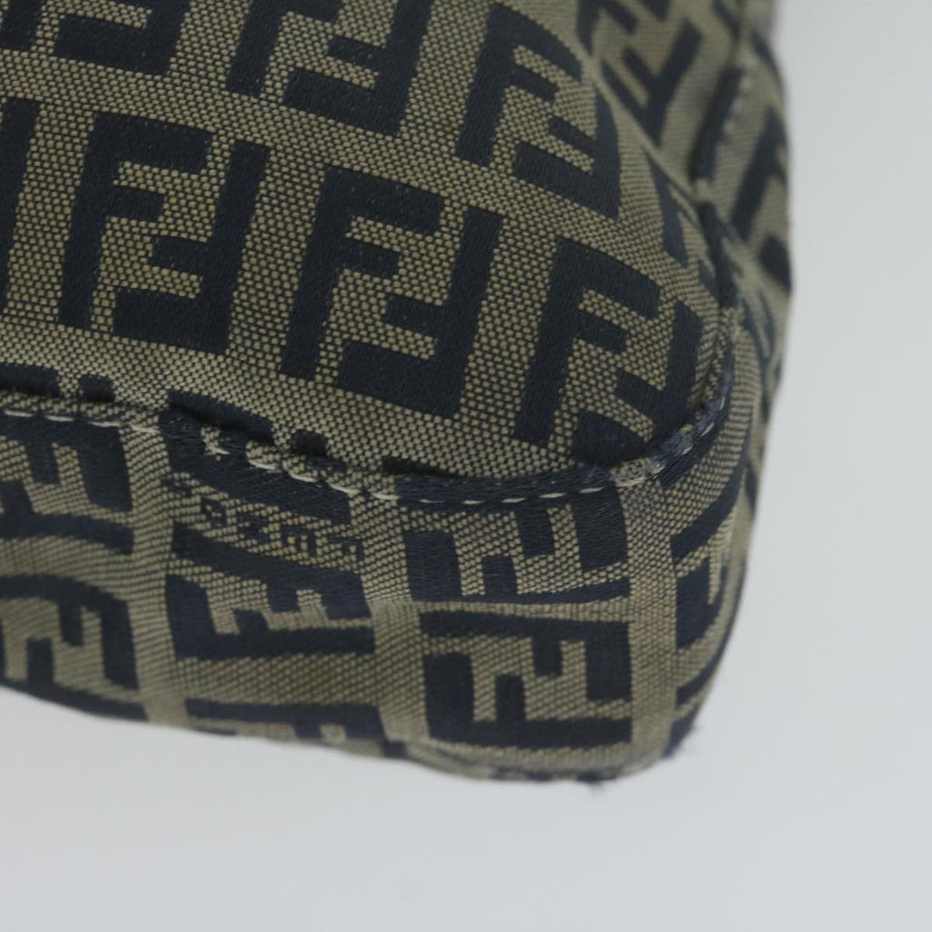 FENDI Zucchino Canvas Mamma Baguette Shoulder Bag Navy65015