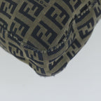 FENDI Zucchino Canvas Mamma Baguette Shoulder Bag Navy65015