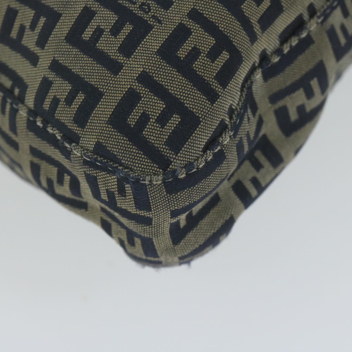 FENDI Zucchino Canvas Mamma Baguette Shoulder Bag Navy65015