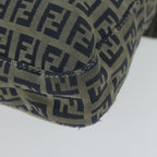 FENDI Zucchino Canvas Mamma Baguette Shoulder Bag Navy65015