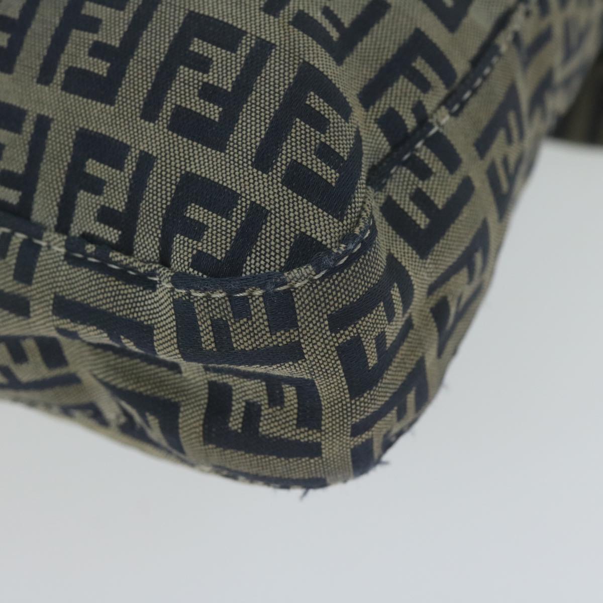 FENDI Zucchino Canvas Mamma Baguette Shoulder Bag Navy65015