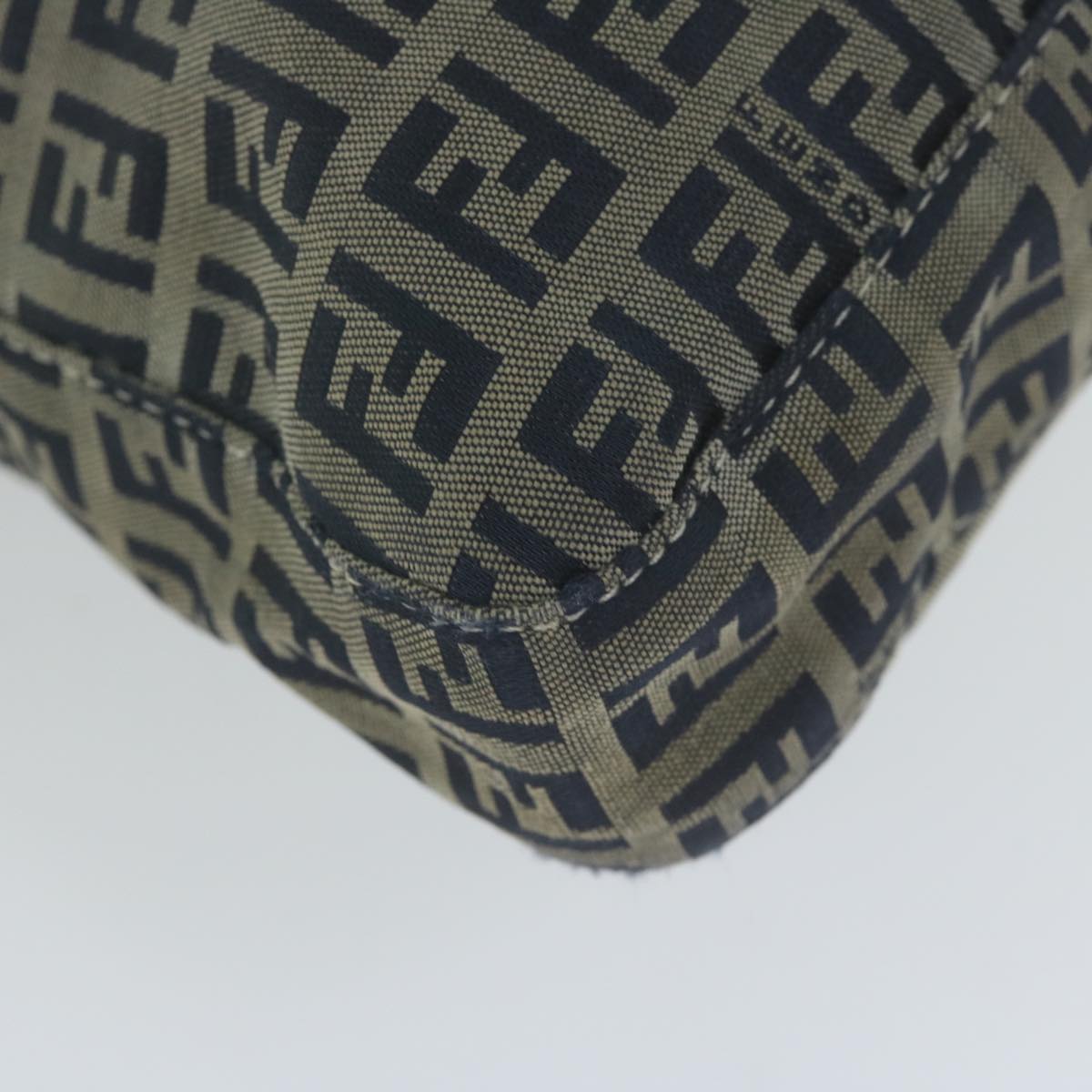 FENDI Zucchino Canvas Mamma Baguette Shoulder Bag Navy65015