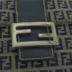 FENDI Zucchino Canvas Mamma Baguette Shoulder Bag Navy65015