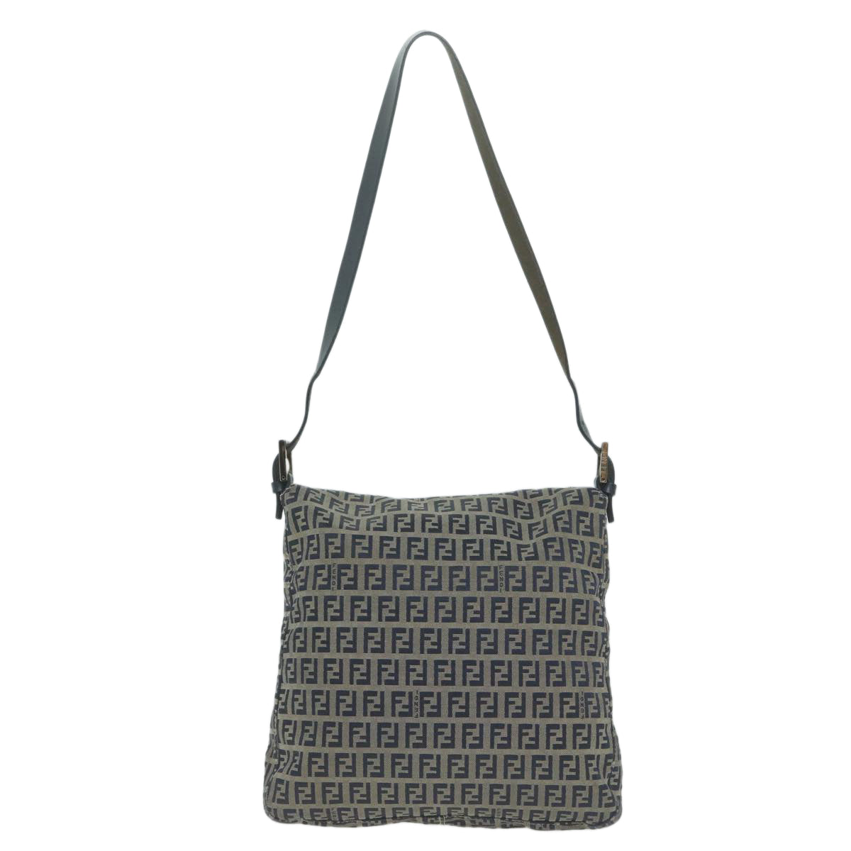 FENDI Zucchino Canvas Mamma Baguette Shoulder Bag Navy65015
