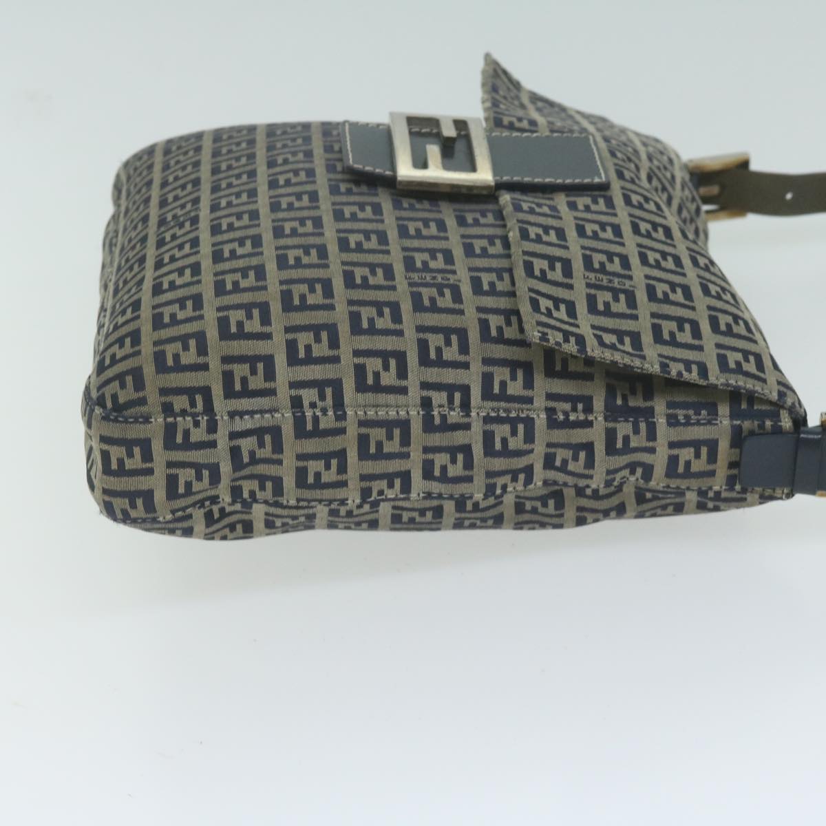 FENDI Zucchino Canvas Mamma Baguette Shoulder Bag Navy65015