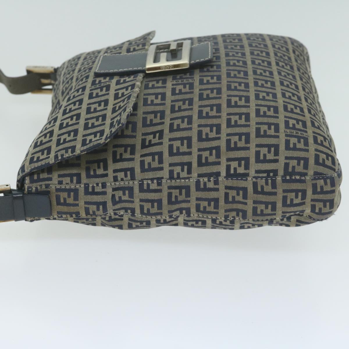 FENDI Zucchino Canvas Mamma Baguette Shoulder Bag Navy65015