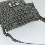 FENDI Zucchino Canvas Mamma Baguette Shoulder Bag Navy65015