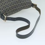 FENDI Zucchino Canvas Mamma Baguette Shoulder Bag Navy65015