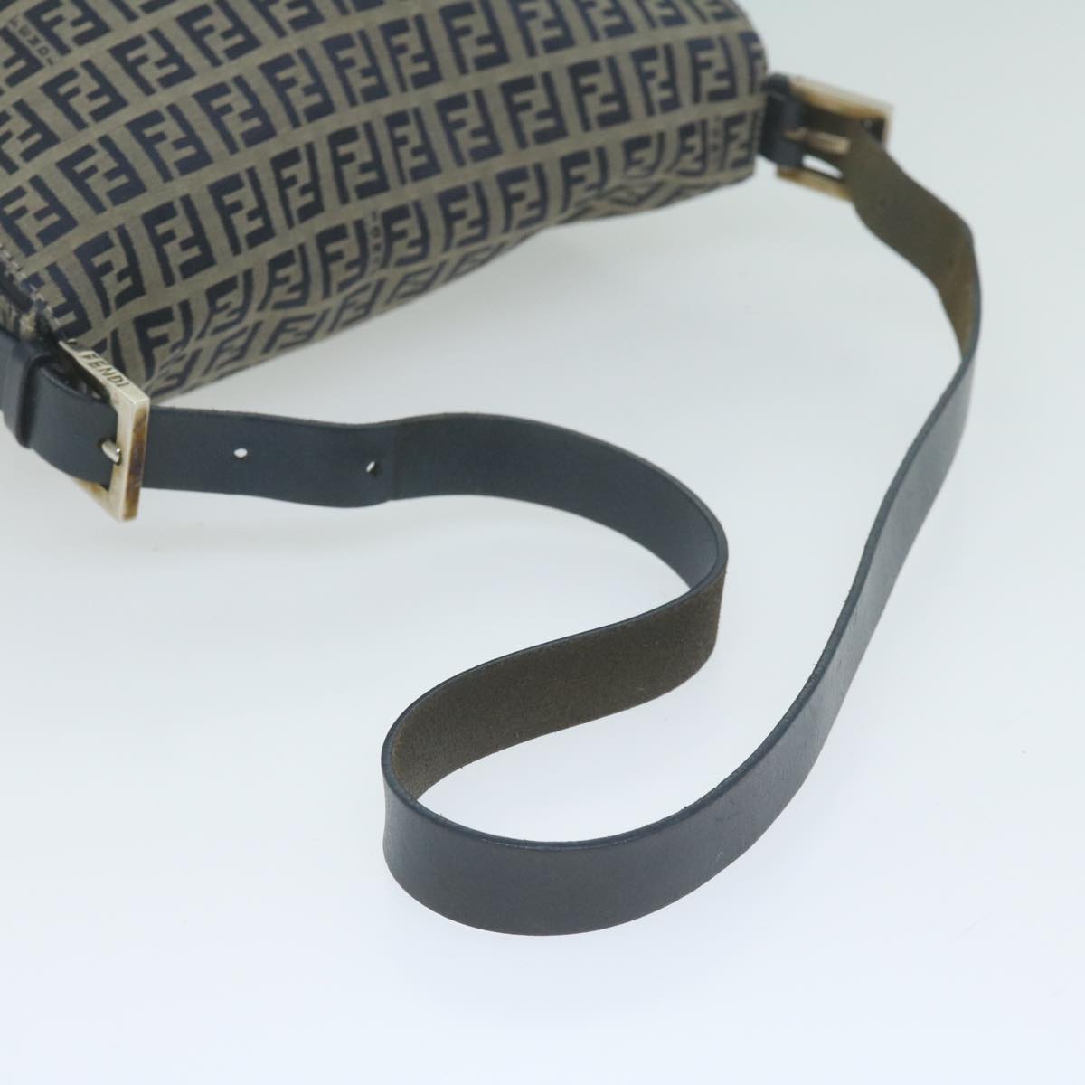 FENDI Zucchino Canvas Mamma Baguette Shoulder Bag Navy65015