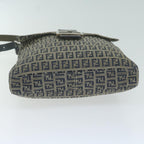 FENDI Zucchino Canvas Mamma Baguette Shoulder Bag Navy65015