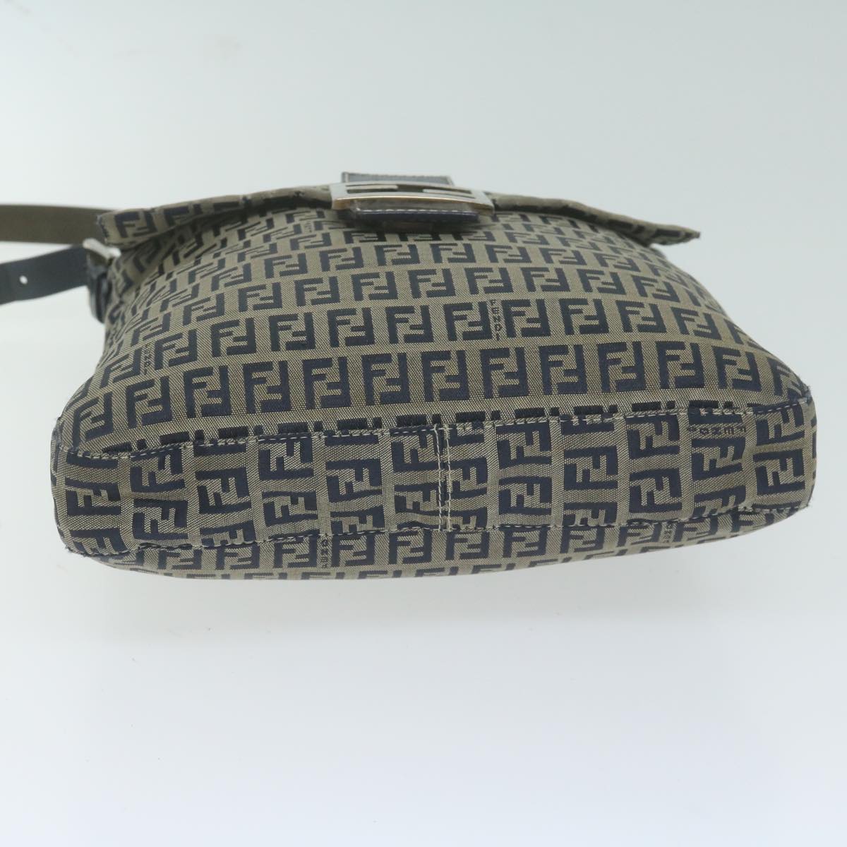 FENDI Zucchino Canvas Mamma Baguette Shoulder Bag Navy65015