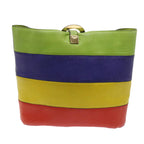 CELINE Shoulder Bag Leather Red Blue Green  65025