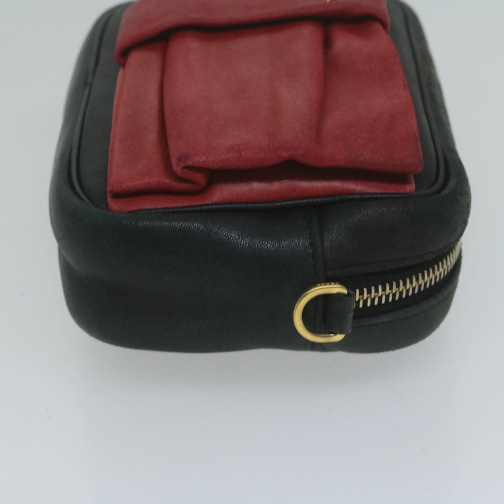 PRADA Shoulder Bag Leather Black Red  65035