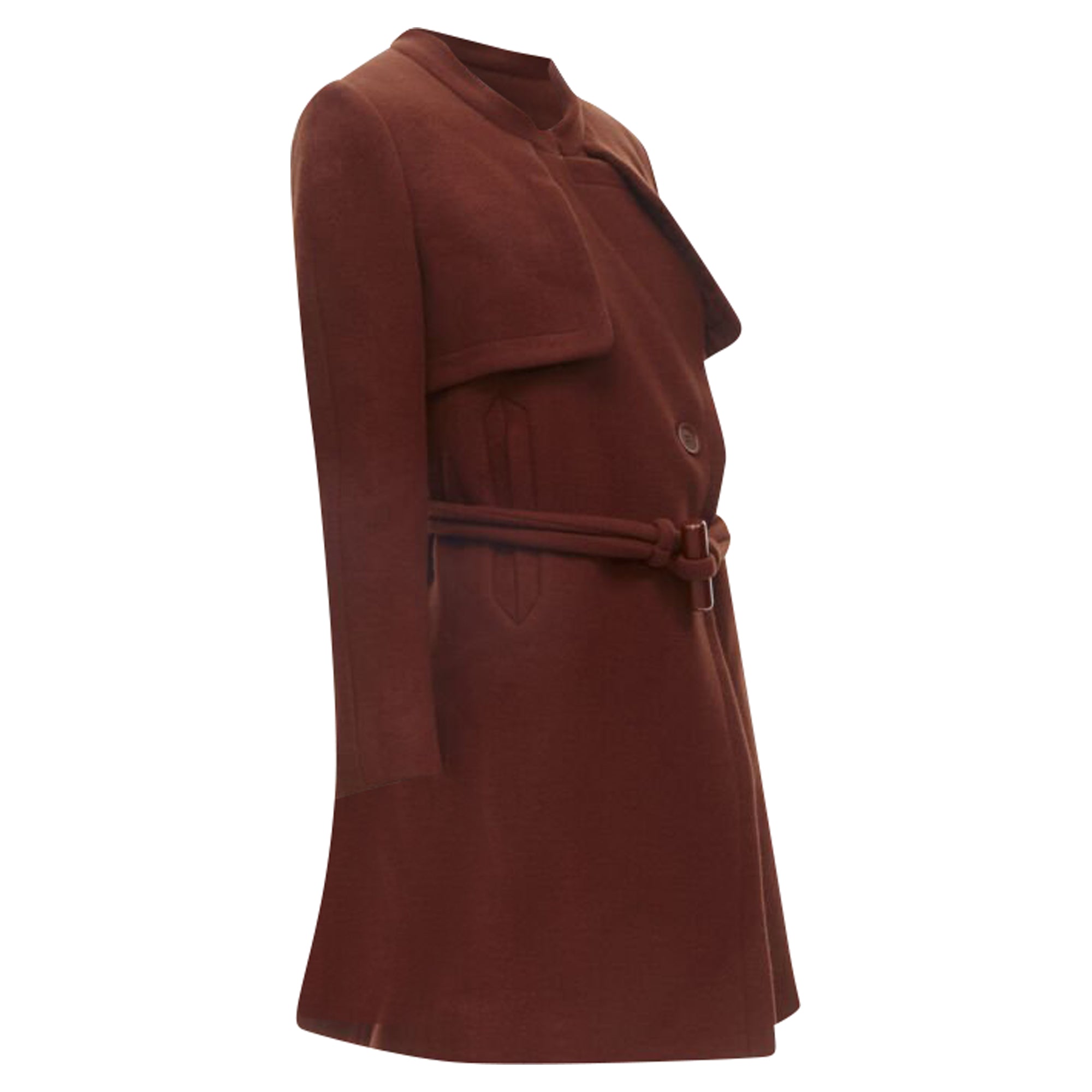 Chloe brick wool toggle belt long coat