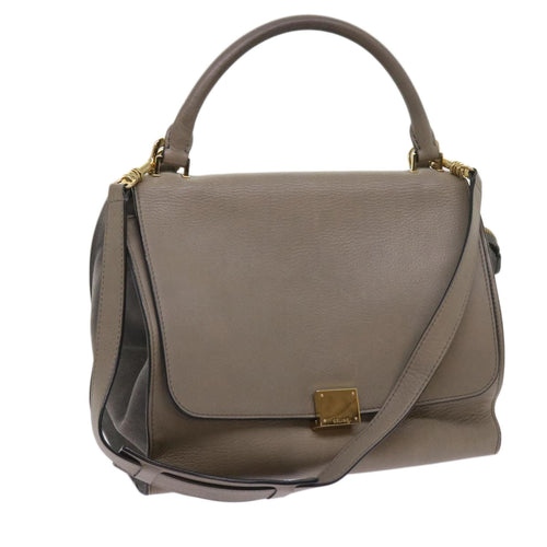 CELINE Trapeze Hand Bag Leather 2way Gray  65125