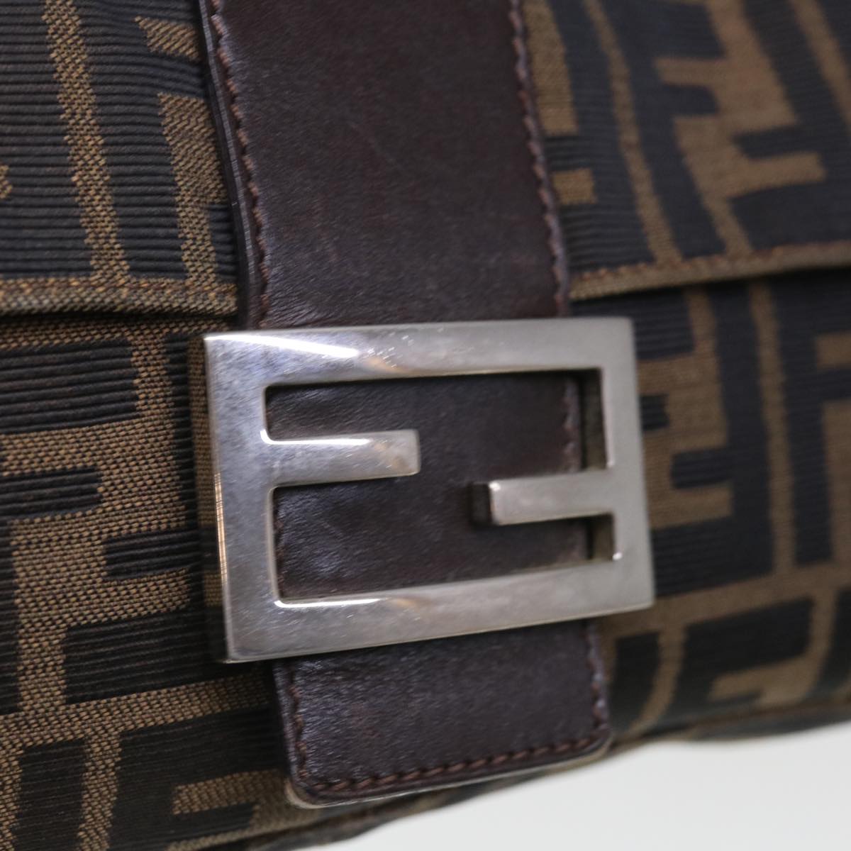 FENDI Zucca Canvas Mamma Baguette Shoulder Bag Brown Black65243A