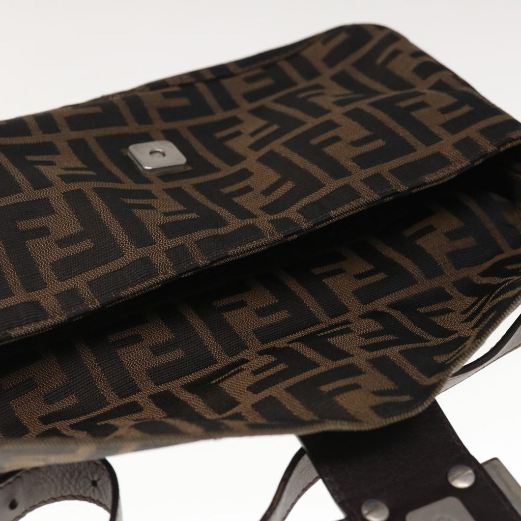 FENDI Zucca Canvas Mamma Baguette Shoulder Bag Brown Black65243A